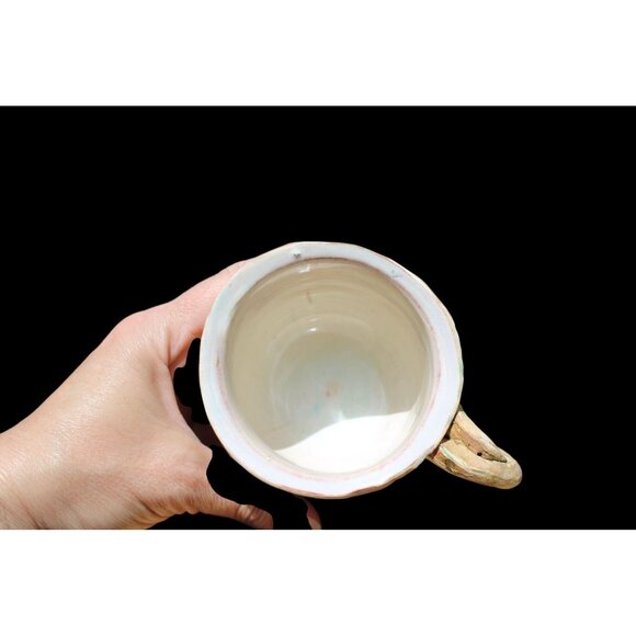 Handmade Ceramic Mug With Unique Handle & Leaf Design - Picture 5 of 8